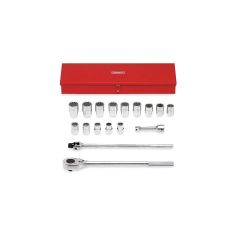 PROTO, 1" Drive 17 Piece Socket Set - 12 Point