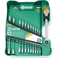 SATA, 12 Pc. Metric Double Ratcheting Wrench Set - 8-19 mm
