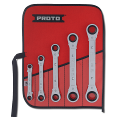 PROTO, 5 Piece Reversible Ratcheting Box Wrench Set - 12 Point
