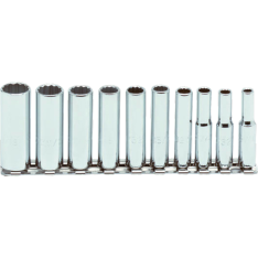 PROTO, 1/4" Drive 10 Piece Deep Socket Set - 12 Point