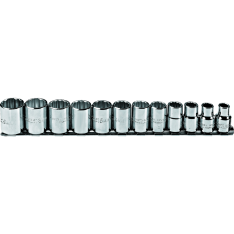 PROTO, 3/8" Drive 12 Piece Metric Socket Set - 12 Point