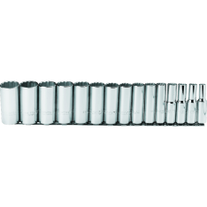 PROTO, 1/2" Drive 15 Piece Deep Socket Set - 12 Point