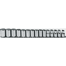 PROTO, 1/2" Drive 15 Piece Metric Socket Set - 12 Point