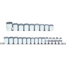 PROTO, 1/2" Drive 24 Piece Metric Socket Set - 12 Point