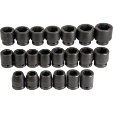 PROTO, 3/4" Drive 21 Piece Metric Impact Socket Set - 6 Point