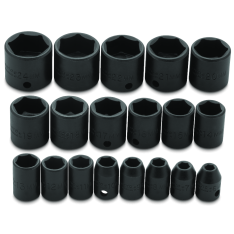 PROTO, 3/8" Drive 19 Piece Metric Impact Socket Set - 6 Point