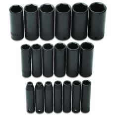 PROTO, 3/8" Drive 19 Piece Metric Deep Impact Socket Set - 6 Point