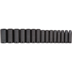 PROTO, 1/2" Drive 15 Piece Deep Thin Wall Impact Socket Set - 6 Point
