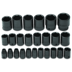 PROTO, 1/2" Drive 25 Piece Metric Impact Socket Set - 6 Point