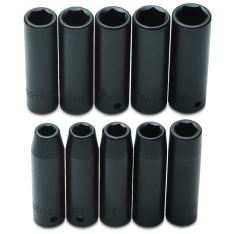 PROTO, 1/2" Drive 10 Piece Metric Deep Impact Socket Set - 6 Point