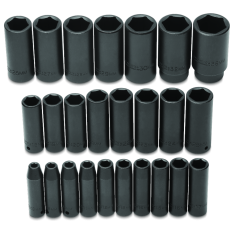 PROTO, 1/2" Drive 25 Piece Metric Deep Impact Socket Set - 6 Point