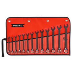 PROTO, 13 Piece Black Chrome Reversible Combination Ratcheting Wrench Set - Spline