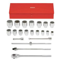 PROTO, 1" Drive 22 Piece Socket Set - 12 Point