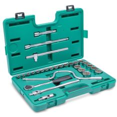 SATA, 28 PC. 1/2" DRIVE 12 POINT METRIC SOCKET SET 10-32MM