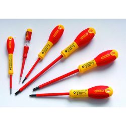 STANLEY, Screwdriver Insulated 6Pcs Set Slot 50,75,150mm/ Pz 100,125mm/Volt Tester