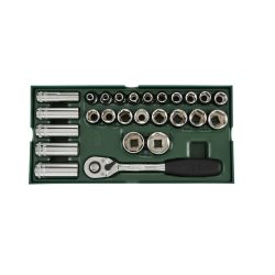 SATA, 26Pc. 1/2" Drive 6 Point Socket Tray Set (Metric)