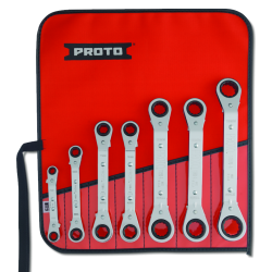 PROTO, 7 Piece Offset Reversible Ratcheting Box Wrench Set - 6 And 12 Point