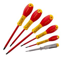 STANLEY, Screwdriver Insulated 6Pcs Set Slot 50,75,150mm/ Pz 100,125mm/Volt Tester